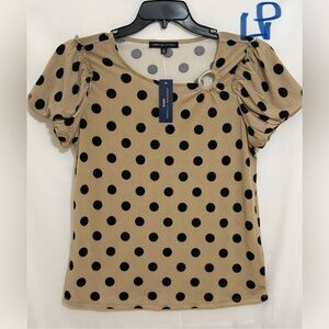 Adrienne Vittadini Tan and Black Blouse